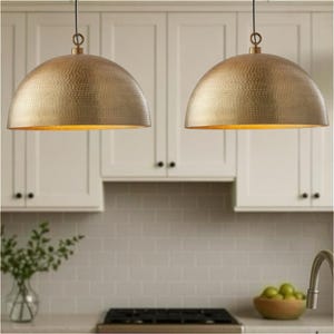 SET OF 2  Hammered Brass Dome Fixture Ceiling, Modern ceiling, kitchen island Lights, Boho Pendant Lamp Pendant Lights marocain