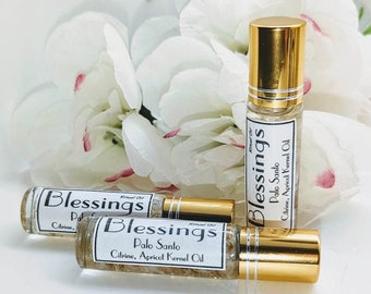 BLESSING'S - Palo Santo Crystal Infused with CITRINE,  Roll on Perfume - Ritual Oil