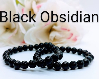 Black Obsidian Gemstone Energy Bracelet
