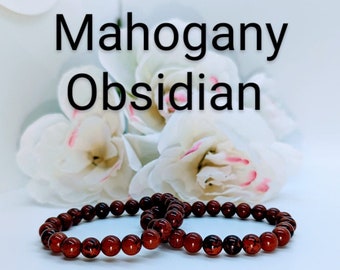 Mahogany  Obsidian Gemstone Energy Bracelet