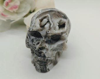Sphalerite Skull with Druzy Caves ~ Meditation Crystal ~ Grounding Crystal ~ Healing Crystal ~ Metaphysical Crystal