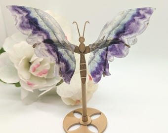 6" Rainbow Fluorite Butterfly Wings with Stand ~ Magical Fluorite Butterfly Wings ~ Metaphysical Crystals