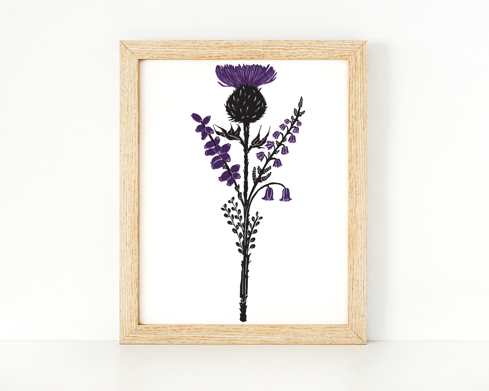 Scottish Floral Print Thistle Wall Art Botanical Decor Etsy