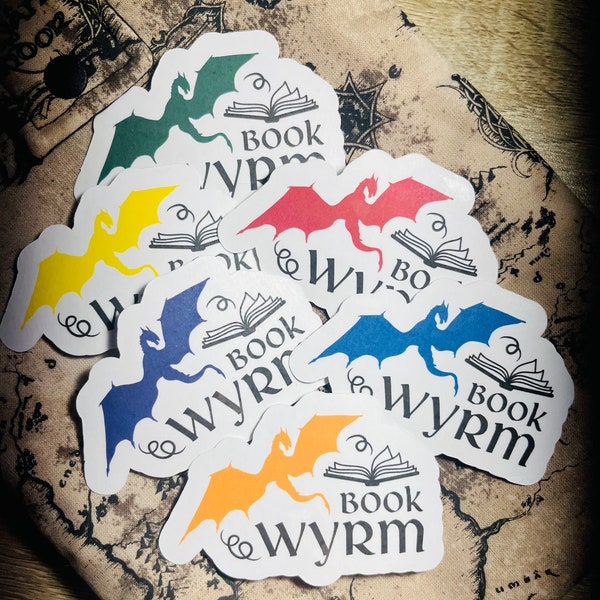 Book Wyrm Bookish Sticker / Dragon Reader Sticker / Booktok Sticker / Bookish / Bookworm / Book Lover Fantasy