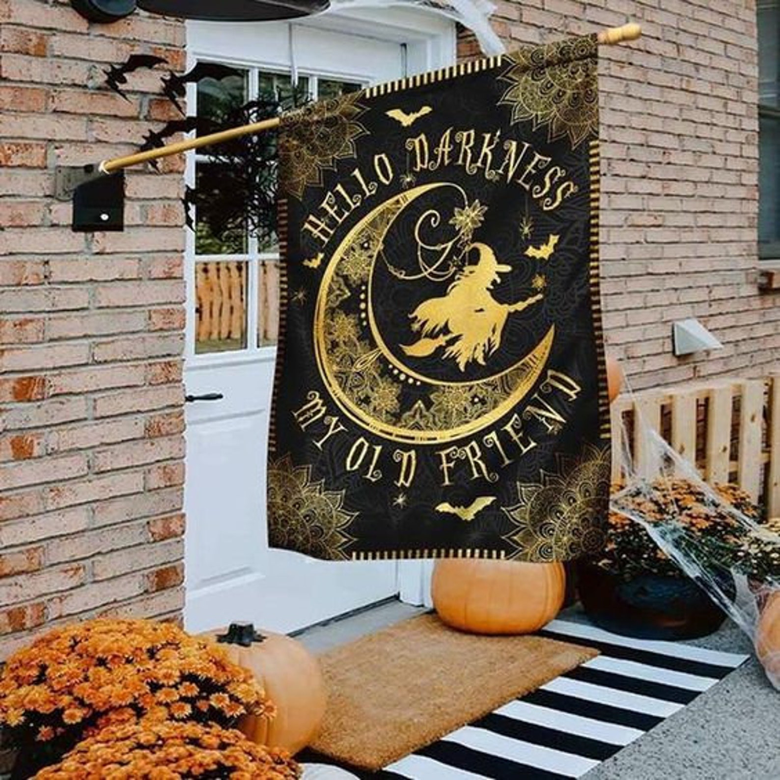 Halloween Witch Flag Halloween Cat Flag Vintage Hippie Flag Etsy