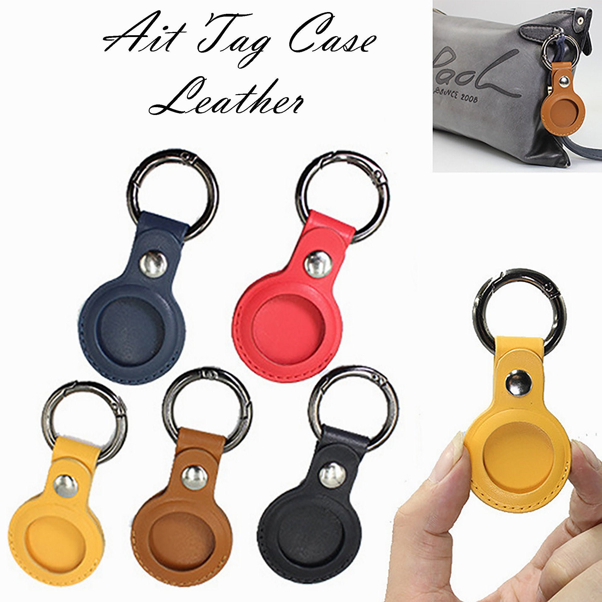 Apple AirTag Hermes Key Ring Case Leather Material AirTags Etsy