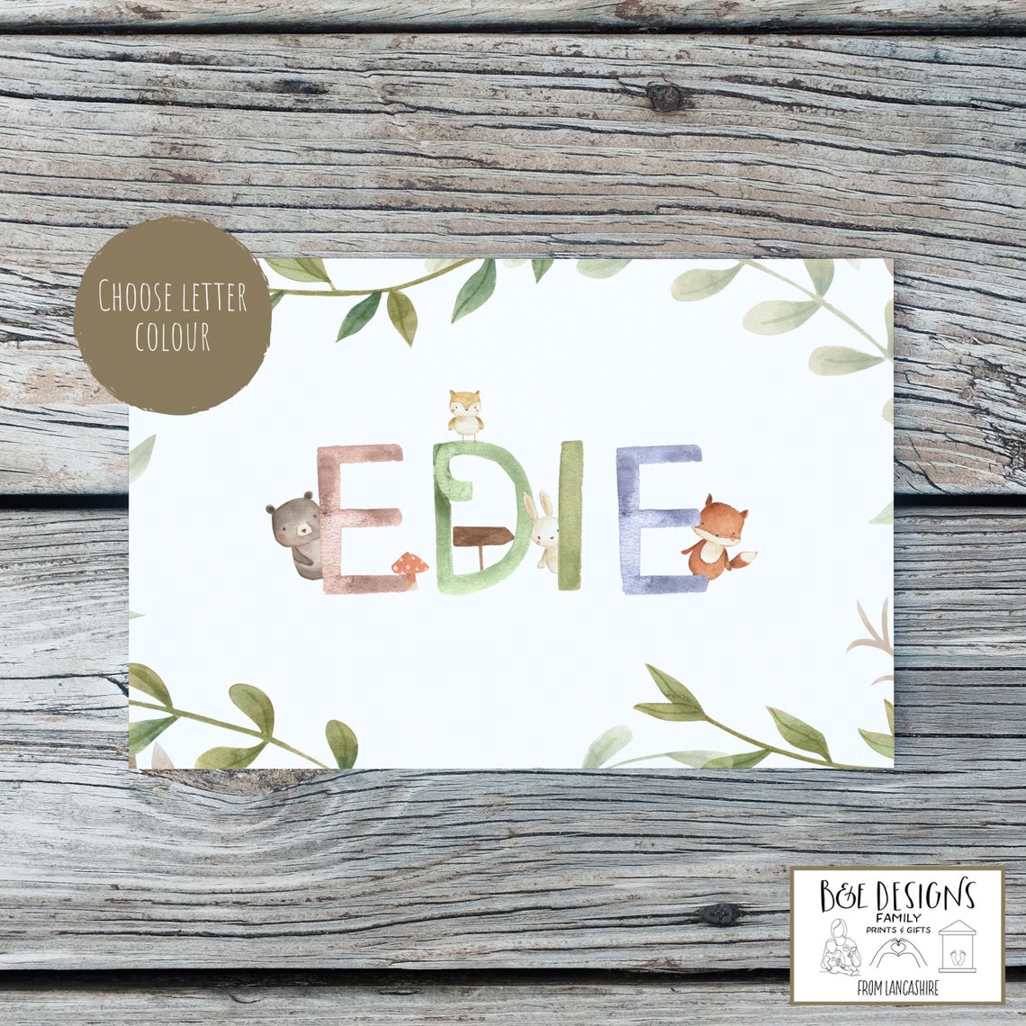 Woodland Name Print Personalised Woodland Print Personalised Etsy