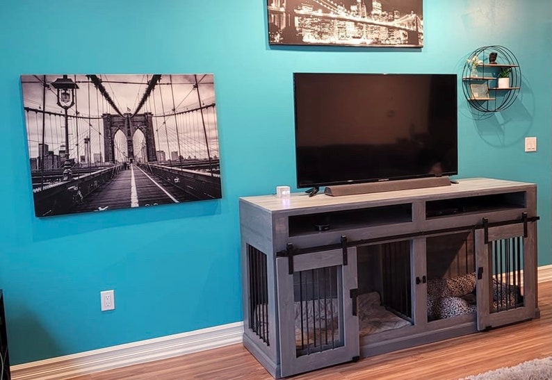 Double Entertainment Center Dog Crate Etsy