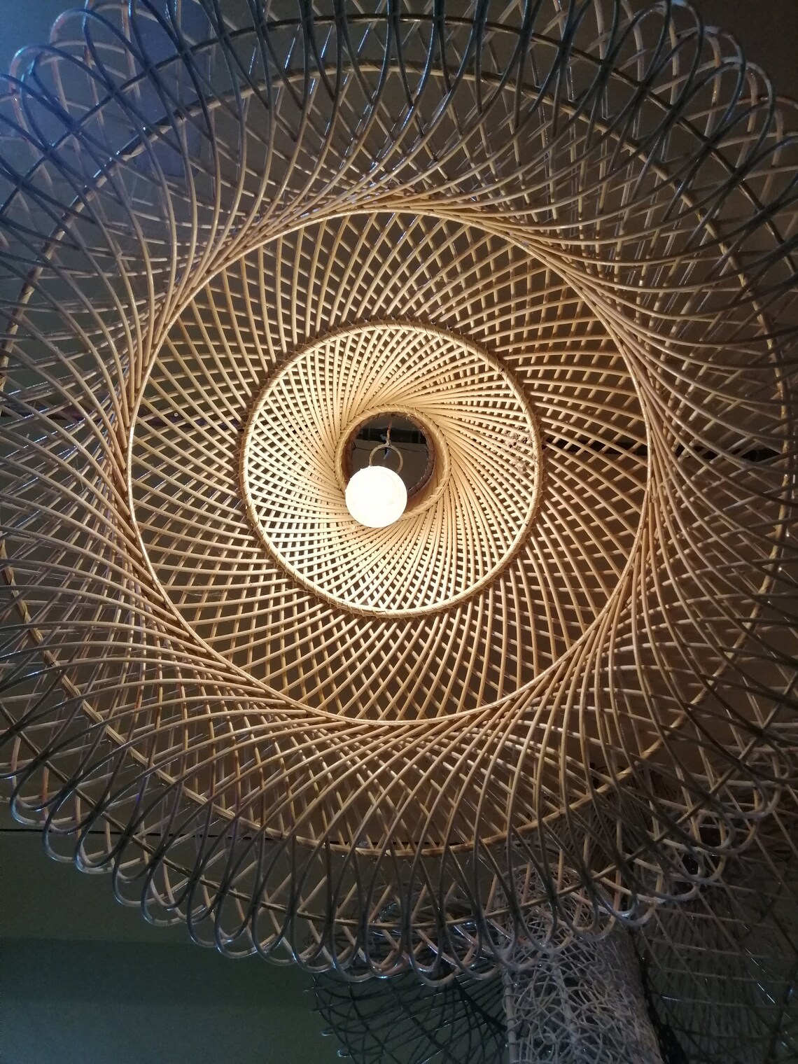 Wall deco Lamp shade Natural Cane arts Cane wall Lamp Etsy