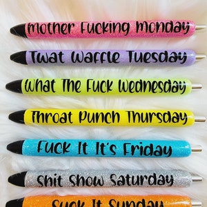 TERPINK 7-Pack Swear Word Daily Funny Pens, Funny Seven Days of The Week  Pens, Describing the mentality, Sarcastic Ballpoint Pens, Gift for  Colleague