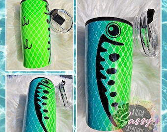 Fishing Lure Tumbler / Can koozie Tumbler / 4 in 1 Can Cooler / Father's Day Gifts / Custom Tumblers/ Epoxy Tumblers / Personalized Gifts