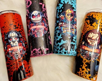 Custom Halloween Tumblers. Horror Movie Tumblers. Halloween Powerwash Tumblers.