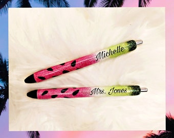 Watermelon Glitter Pens / Custom Glitter Pens / Summer Pens / Personalized Gifts / Personalized Pens