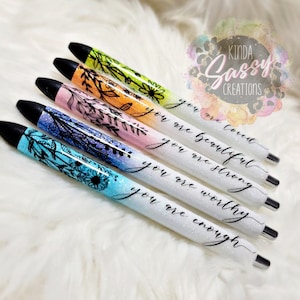 Inspirational Pen Set / Custom Glitter Pens / Epoxy Glitter Pens / Graduation Gifts / Inspirational Quotes / Affirmations
