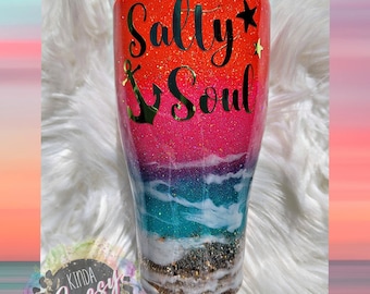 Beach Tumbler. Sunset Tumbler. Custom Tumblers. Epoxy Tumblers. Personalized Gifts. Glitter Tumblers. Ocean Tumbler