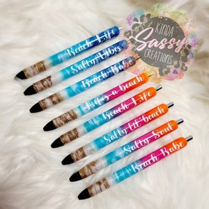 Beach Pens. Sunset Pens. Beach Pens.  Epoxy Glitter Pens. Custom Glitter Pens. Personalized Pens.