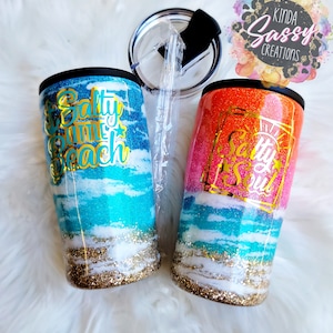 Teal Animal Print 4 in 1 Can Cooler and Tumbler