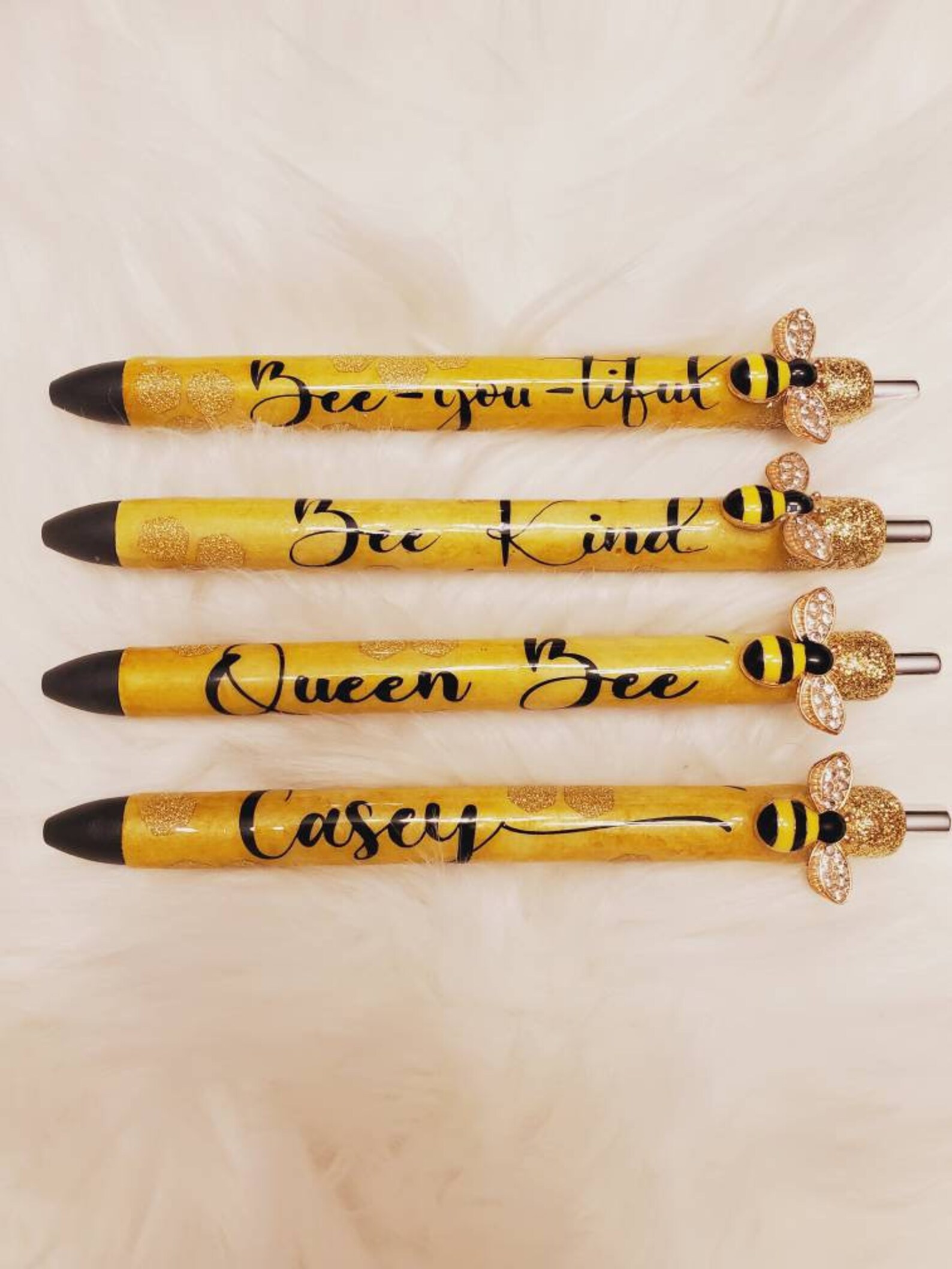 Honeybee Glitter Pens. Custom Resin Epoxy Pens. Etsy