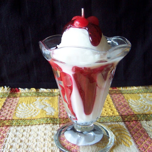 Cherry Vanilla Ice Cream Sundae Candle.
