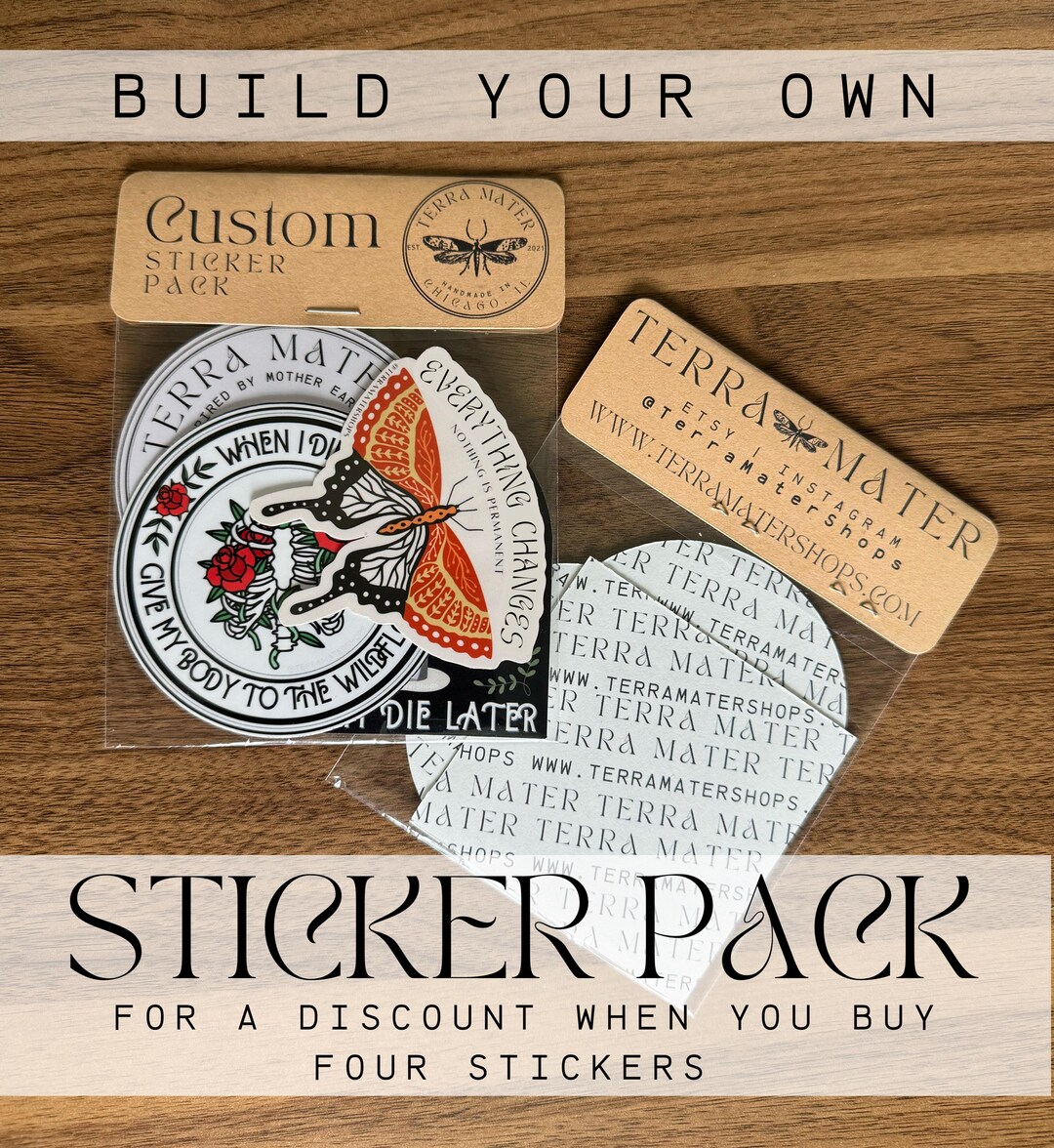 Custom Sticker Pack – 4-piece Mix & Match Waterproof Vinyl Decals - Etsy