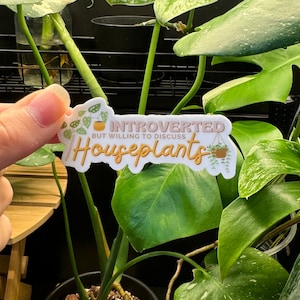 Introverted Houseplant Lover Vinyl Sticker - Waterproof Plant Lady Gift