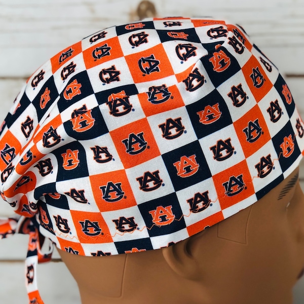 Surgical Hat, Men's, Unisex, Women's Short Hair, Blue and Orange, Auburn Tigers Inspired, War Eagle,  Surgical Cap, Scrub Hat, Scrub Cap