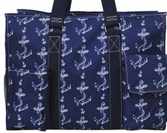 Anchor Nurse Tote Embroidered, Zippered Caddy Organizer Tote Bag, Nurse Gifts, Canvas Tote Bag, Personalized Bag, Medical Tote, Monogram Bag