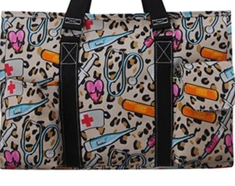 Wilde Krankenschwester personalisierte Tasche, Reißverschluss Caddy Organizer Tragetasche, Krankenschwester Geschenke, Canvas Tragetasche, bestickte Krankenschwester Tasche, medizinische Tragetasche, Monogramm Tasche