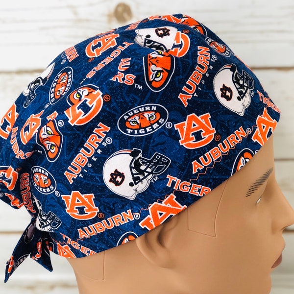 Surgical Hat, Men's, Unisex, Women's Short Hair, Blue and Orange, Auburn Tigers Inspired, War Eagle,  Surgical Cap, Scrub Hat, Scrub Cap