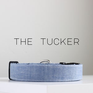 X-SMALL Vintage Chambray Dog Collar, Classic Handmade Cotton Dog Collar "The Tucker"