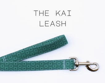 Japanese Geometric Pattern Dog Leash, Cute Handmade Dog Leash "The Kai"