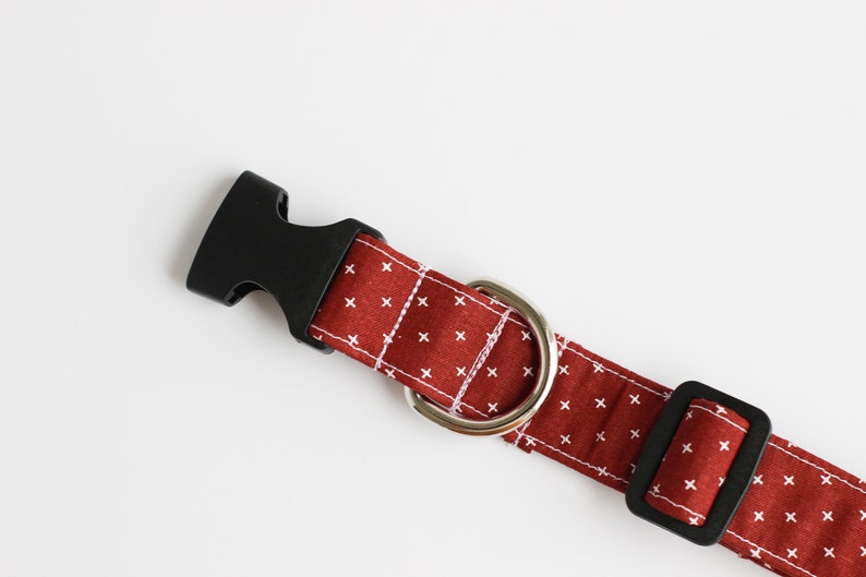 Red Classic Dog Collar, Handsome Handmade Dog Collar The Winston image 2