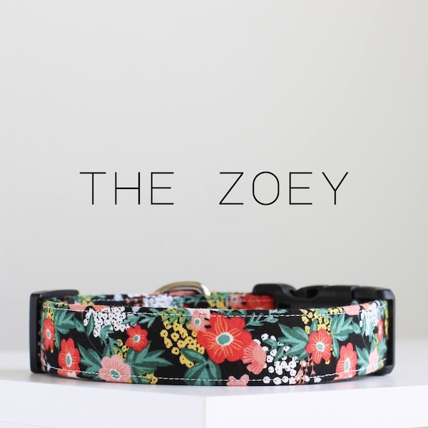 Vintage Floral Pattern Dog Collar, Cute Handmade Dog Collar "The Zoey"