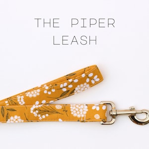 Cute Floral Flower Dog Leash, Yellow Handmade Cotton Dog Leash "The Piper"