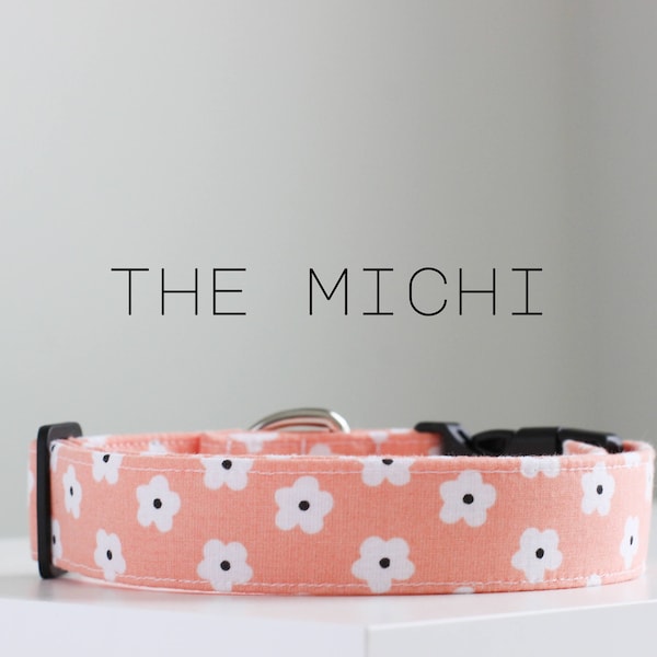 Japanese floral Pattern Dog Collar, Cute Handmade Dog Collar "The Michi"