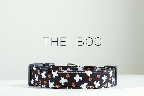 Halloween Pumpkin Dog Collar, Fall Ghost Dog Collar "The Boo"