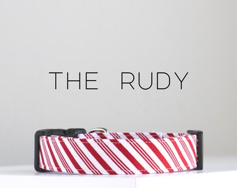 Candy Cane Christmas Dog Collar, Festive Holiday Dog Collar "The Rudy"