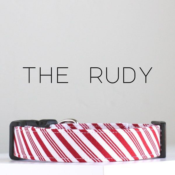 Candy Cane Christmas Dog Collar, Festive Holiday Dog Collar "The Rudy"