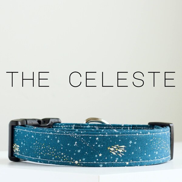 Modern Star Print Dog Collar, Cute Handmade Dog Collar "The Celeste"