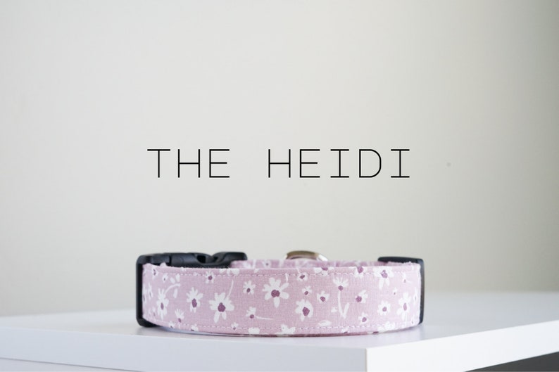 Cute Floral Flower Dog Collar, Lavender Blossom Boho Collar The Heidi image 1