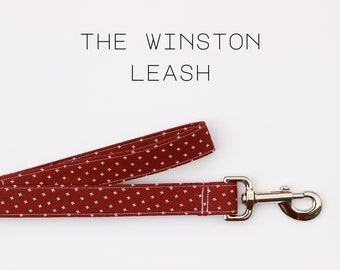 Red Classic Dog Leash, Handsome Handmade Dog Leash "The Winston"