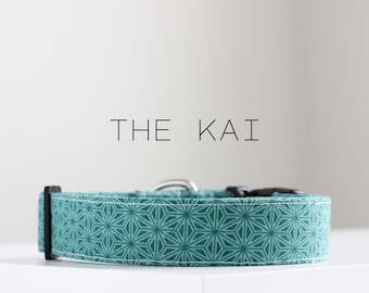 Japanese Geometric Pattern Dog Collar, Cute Handmade Dog Collar "The Kai"