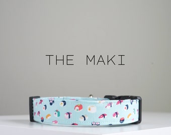 Japanse sushi patroon hondenhalsband, schattige Kawaii hondenhalsband "The Maki"