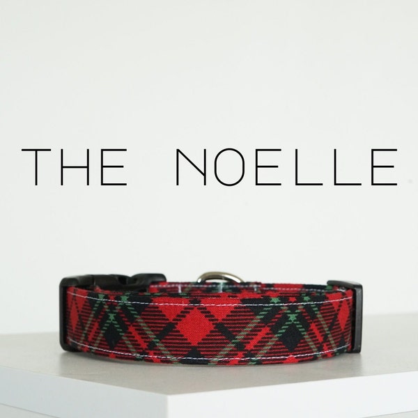 Vintage Holiday Plaid Dog Collar, Festive Christmas Pet Collar "The Noelle"