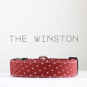 Red Classic Dog Collar, Handsome Handmade Dog Collar The Winston image 1