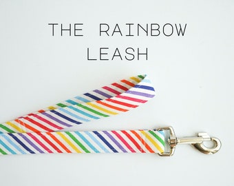 Rainbow Stripe Dog Leash, LGBTQ+ Pride Handmade Pet Leash "The Rainbow"