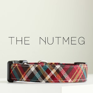 Earthy Plaid Dog Collar, Classic Handmade Dog Collar "The Nutmeg"