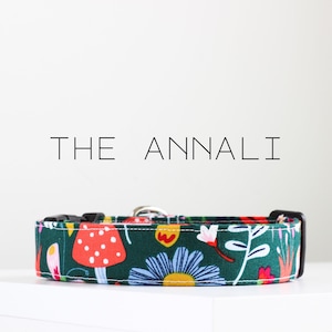 Scandinavian Floral Dog Collar, Whimsical Handmade Dog Collar "The Annali"