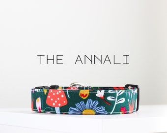 Scandinavian Floral Dog Collar, Whimsical Handmade Dog Collar "The Annali"