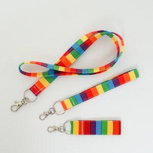 Rainbow Pattern Keychain, LGBTQ+ Cute Handmade Lanyard &quot;The Pride&quot;